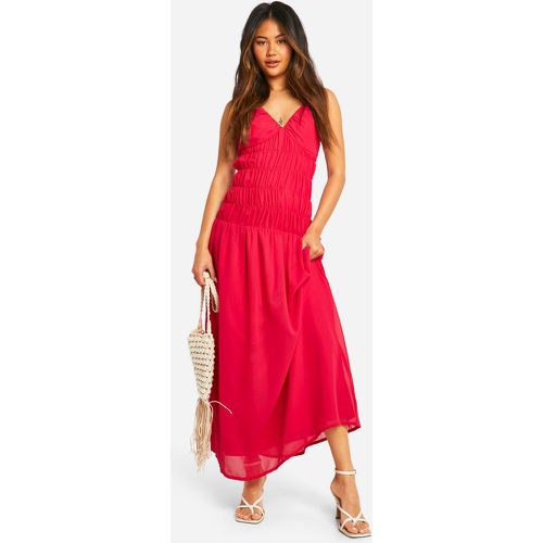 Robe Longue Froncée En Mousseline De Soie - 42 - boohoo - Modalova