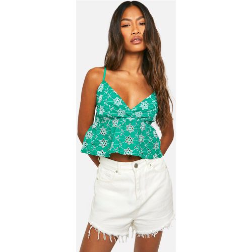 Top Péplum En Broderie Anglaise - 38 - boohoo - Modalova