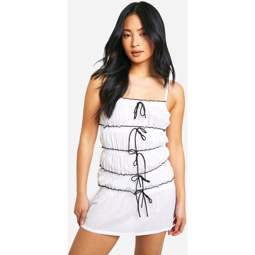 Petite" - Robe Courte En Coton À Nœud Contrastant - 40 - boohoo - Modalova