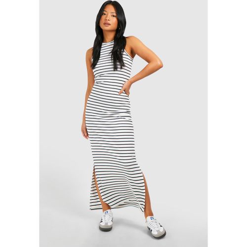 Petite" Rib Racer Stripe Maxi Dress - boohoo - Modalova