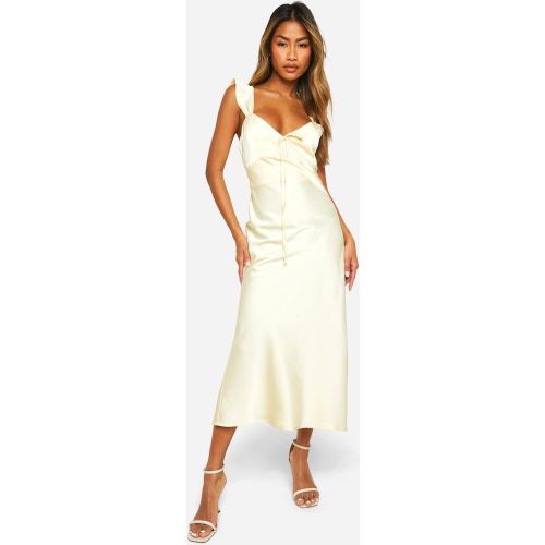 Robe Mi-Longue Satinée À Manches Volantées - 46 - boohoo - Modalova