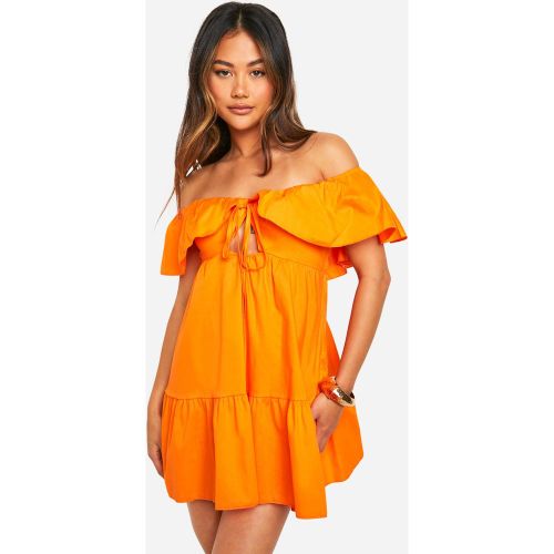 Robe Babydoll En Coton À Volants - 38 - boohoo - Modalova