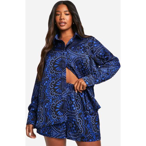 Grande Taille - Short Volanté À Imprimé Cachemire - 50 - boohoo - Modalova