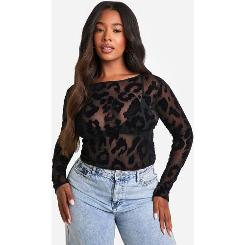 Grande Taille - Top En Jean À Imprimé Léopard - 56 - boohoo - Modalova