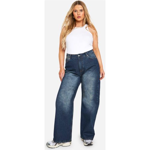 Grande Taille - Jean Large Délavé - 56 - boohoo - Modalova