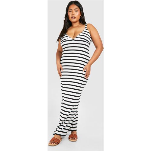 Grande Taille - Robe Longue À Rayures Et Col V - 44 - boohoo - Modalova