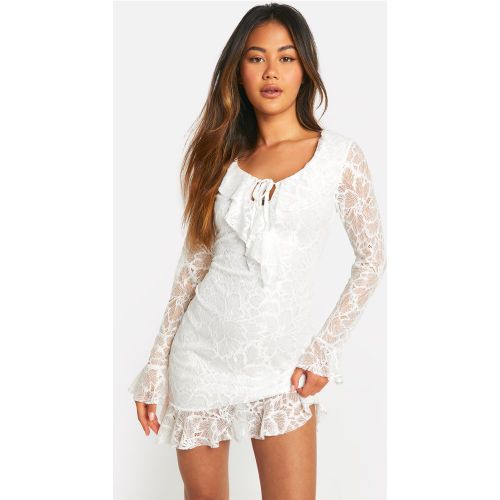 Robe Nouée À Volants En Dentelle - 36 - boohoo - Modalova