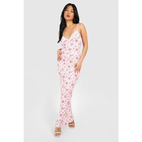 Petite" - Robe Longue Côtelée Fleurie - 42 - boohoo - Modalova