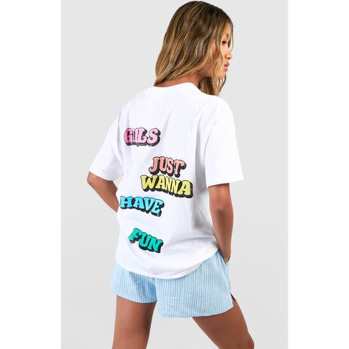 Girls Just Wanna Have Fun Back Printed Oversized T-Shirt - boohoo - Modalova