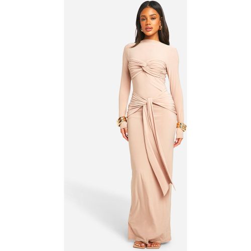 Robe Longue Froncée À Nœud - 36 - boohoo - Modalova
