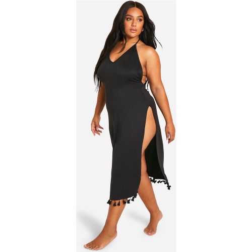 Grande Taille - Robe De Plage Fendue À Pompons - 44 - boohoo - Modalova