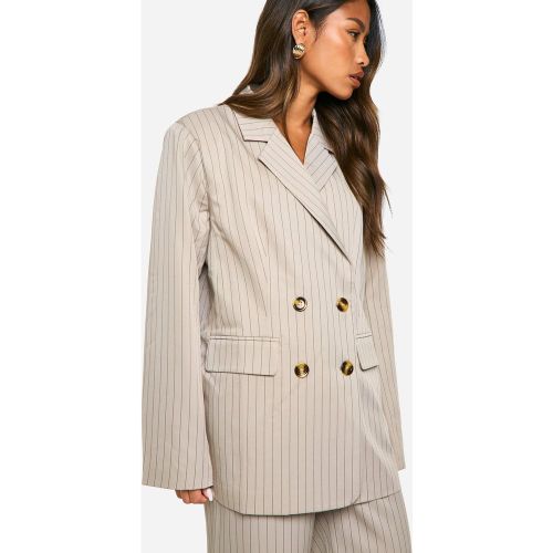 Blazer De Costume Oversize Croisé À Rayures Fines - 34 - boohoo - Modalova