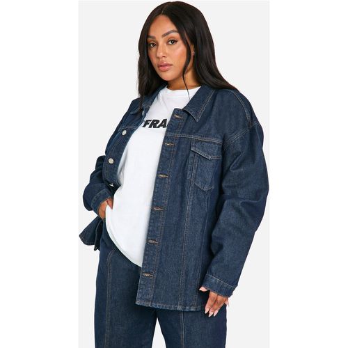 Grande Taille - Veste Oversize En Jean À Coutures Contrastantes - 44 - boohoo - Modalova