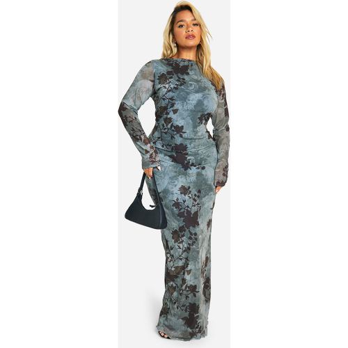 Grande Taille - Robe Longue Fleurie En Mesh - 44 - boohoo - Modalova