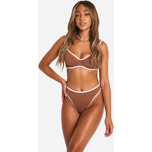 Haut De Maillot Côtelé À Armatures - 34 - boohoo - Modalova