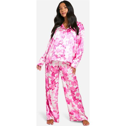 Maternité - Ensemble De Pyjama De Grossesse Satiné Fleuri - 38 - boohoo - Modalova