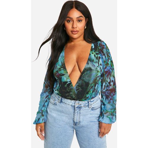 Grande Taille - Body En Mesh À Imprimé Animal - 46 - boohoo - Modalova