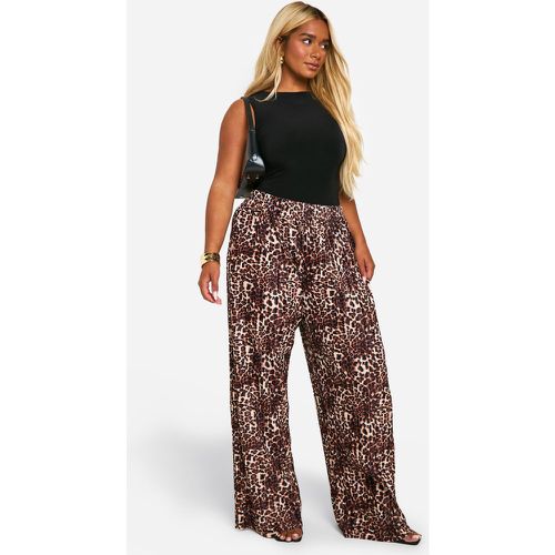 Grande Taille - Pantalon Large Plissé À Imprimé Léopard - 50 - boohoo - Modalova