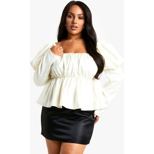 Grande Taille - Top Satiné À Manches Bouffantes - 44 - boohoo - Modalova