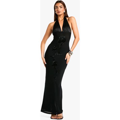 Robe Longue Fleurie À Dos Nu En Mesh - 36 - boohoo - Modalova