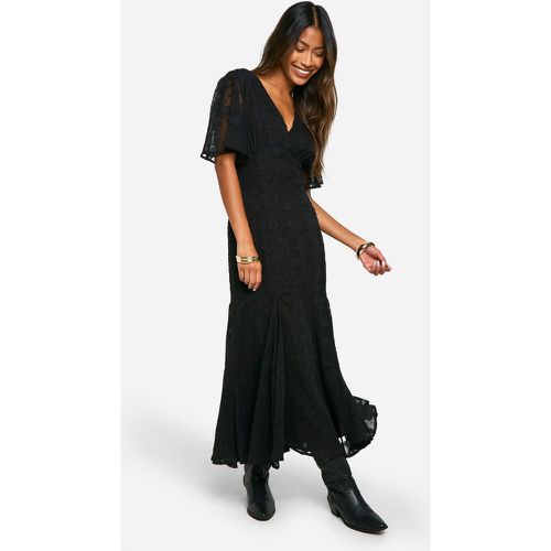 Robe Mi-Longue Fleurie À Manches Larges - 40 - boohoo - Modalova