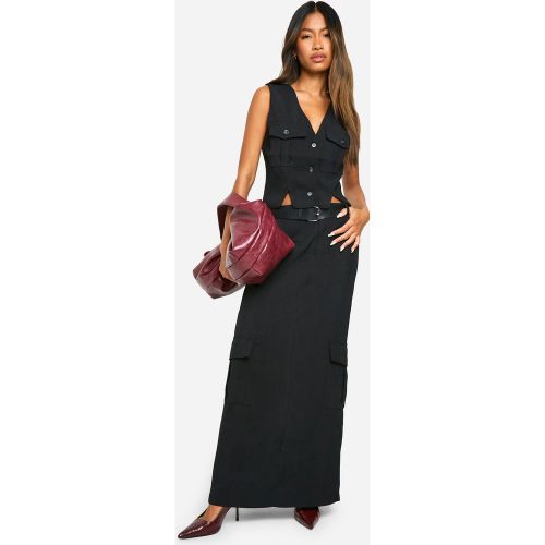Jupe Longue Cargo - Noir - 36, Noir - boohoo - Modalova