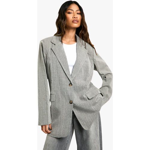Blazer Long Texturé À Rayures Fines - 34 - boohoo - Modalova