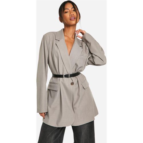 Blazer Long Habillé À Ceinture - 34 - boohoo - Modalova