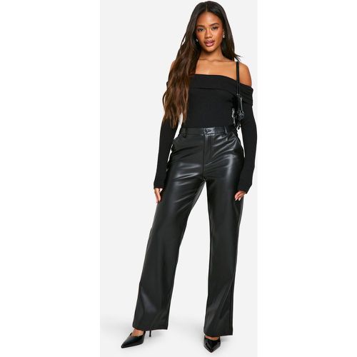 Pantalon Droit Taille Haute Enduit - 40 - boohoo - Modalova