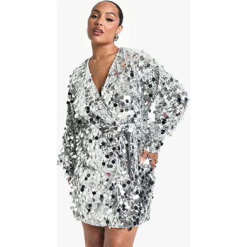 Plus" Sequin Wrap Dress - 46 - boohoo - Modalova