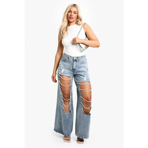 Jean Super Large À Perles - 40 - boohoo - Modalova