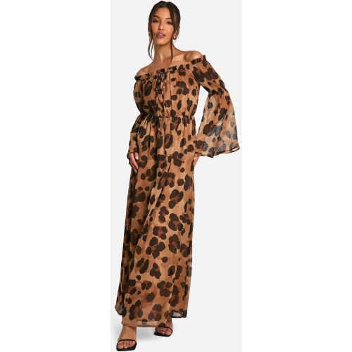 Robe Longue En Mousseline De Soie À Imprimé Léopard - 36 - boohoo - Modalova
