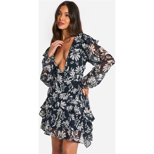 Robe Babydoll Fleurie En Mousseline De Soie - 42 - boohoo - Modalova