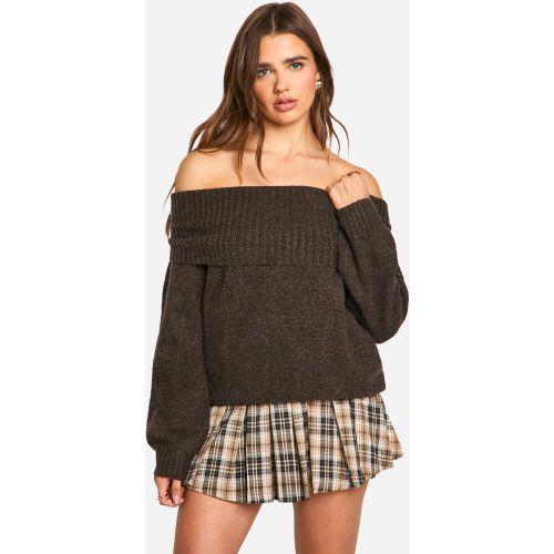 Pull En Maille Douce À Col Bateau - S - boohoo - Modalova
