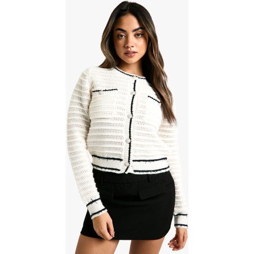 Cardigan En Maille Contrastante - M - boohoo - Modalova