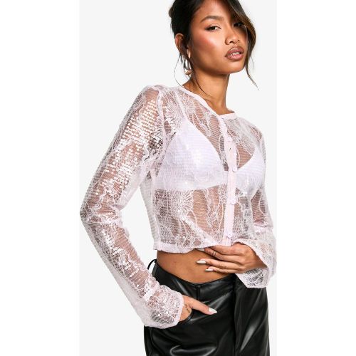 Cardigan Pailleté En Dentelle - 36 - boohoo - Modalova