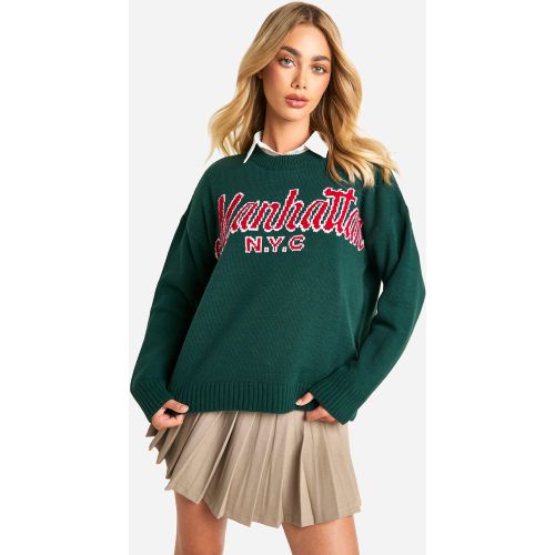 Pull Oversize À Col Ras Du Cou Et Broderie Man - L - boohoo - Modalova