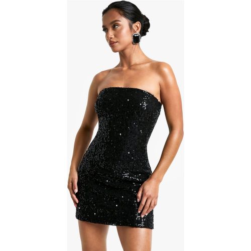 Petite" - Robe Bustier À Paillettes Et Dentelle - 34 - boohoo - Modalova