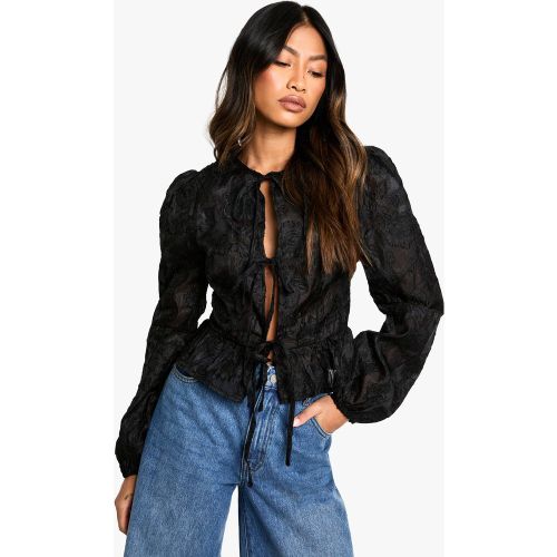 Blouse Nouée À Manches Volumineuses - 34 - boohoo - Modalova