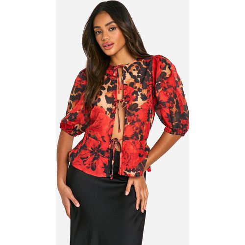 Blouse Nouée À Imprimé Léopard - 38 - boohoo - Modalova