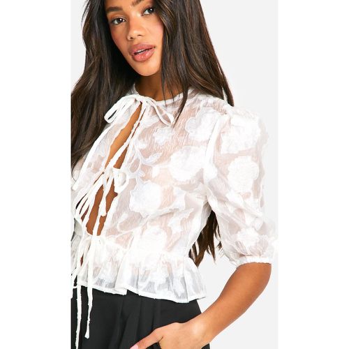 Blouse Nouée À Manches Volumineuses - 38 - boohoo - Modalova