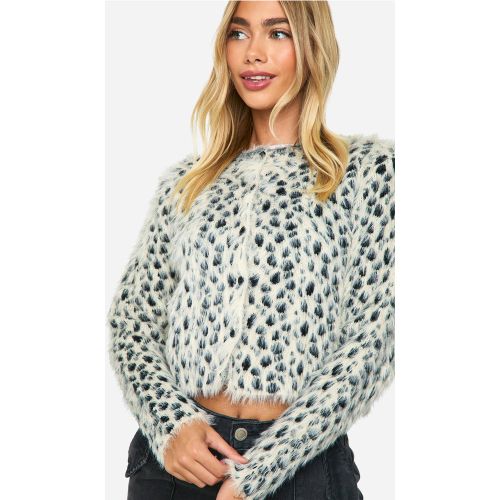 Cardigan En Maille Duveteuse À Imprimé Léopard - S - boohoo - Modalova