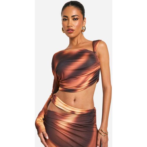 Top Asymétrique Froncé Soyeux - 36 - boohoo - Modalova