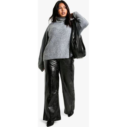 Grande Taille - Pantalon Droit En Synthétique Croco - 44 - boohoo - Modalova