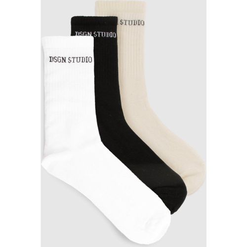 Lot De 3 Paires De Chaussettes À Slogan - One Size - boohoo - Modalova