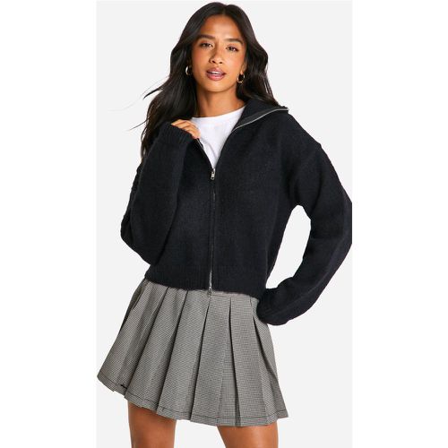 Petite" - Cardigan Zippé En Maille Brossée - M - boohoo - Modalova