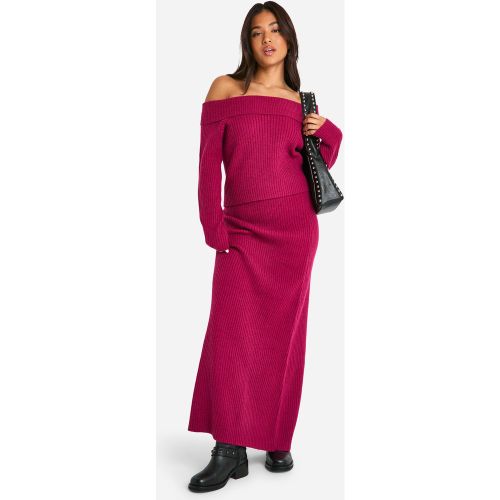 Petite" - Ensemble Côtelé Avec Pull Asymétrique - Xs - boohoo - Modalova