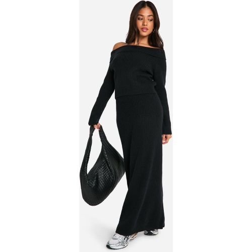 Petite" - Ensemble Côtelé Avec Pull Asymétrique - Xs - boohoo - Modalova