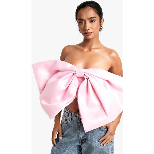 Petite" - Crop Top Satiné À Nœud - 34 - boohoo - Modalova