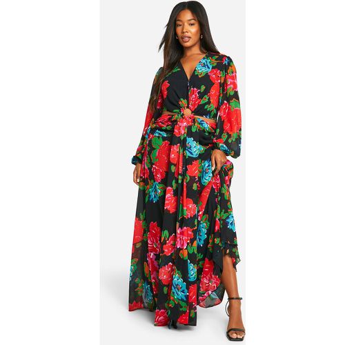 Grande Taille - Robe Longue Découpée Fleurie - 46 - boohoo - Modalova